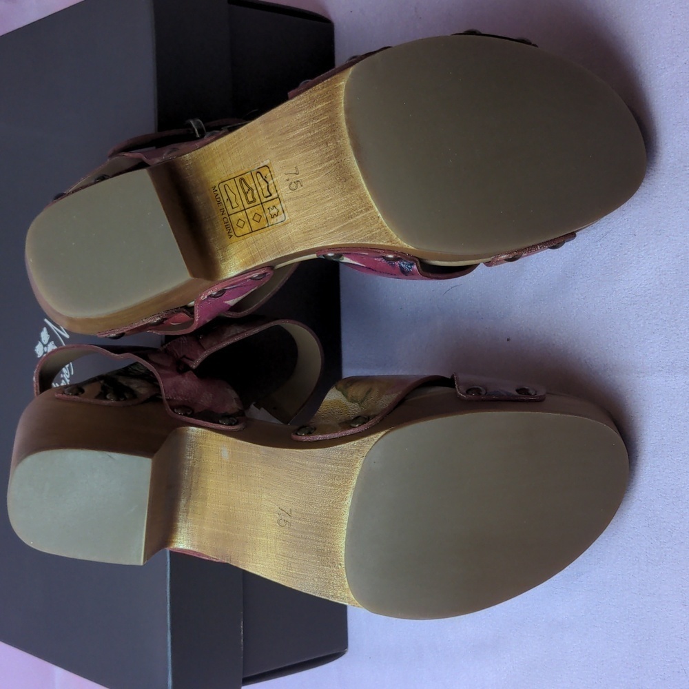 Patricia Nash Designs Gigi Floral Spring Multi Retro 70s Inspired Clog Heels 7.5 - Picture 5 of 7